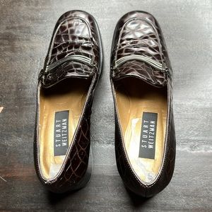 Stuart Weitzman chocolate polished croco Gusano
